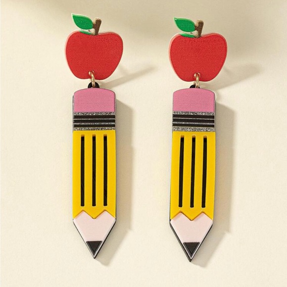 Jewelry - 1 pair Apple Decor Pencil Drop Earrings
